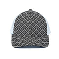 Black And White Knitted Pattern Print White Mesh Trucker Hat