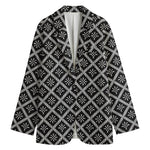 Black And White Knitted Pattern Print Women's Blazer