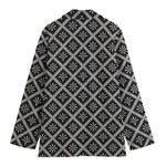 Black And White Knitted Pattern Print Women's Blazer