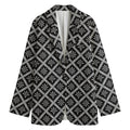 Black And White Knitted Pattern Print Women's Cotton Blazer
