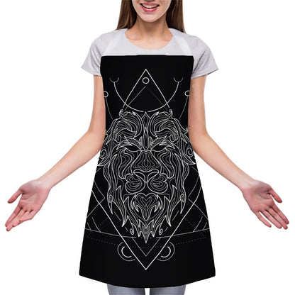 Black And White Leo Sign Print Adjustable Apron