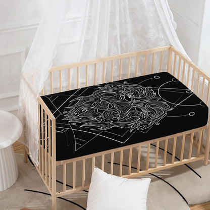 Black And White Leo Sign Print Baby Crib Sheet