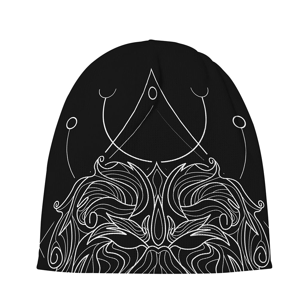 Black And White Leo Sign Print Beanie