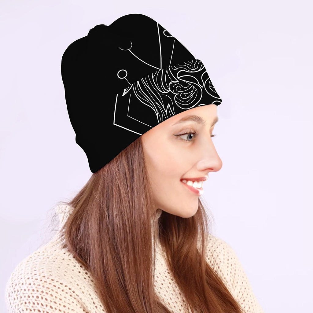 Black And White Leo Sign Print Beanie