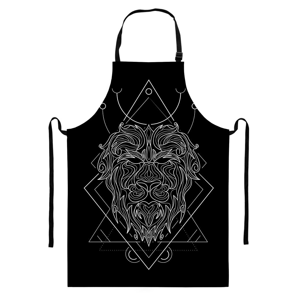 Black And White Leo Sign Print Bib Apron With Pocket
