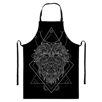 Black And White Leo Sign Print Bib Apron With Pocket