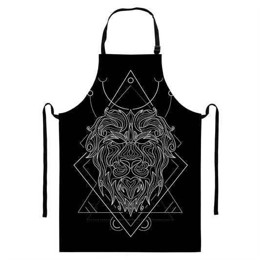 Black And White Leo Sign Print Bib Apron With Pocket