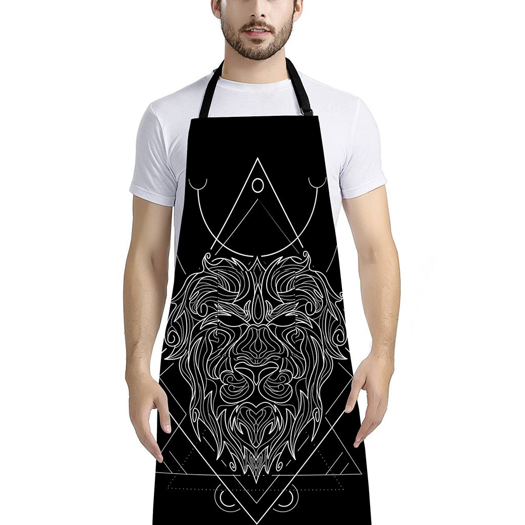 Black And White Leo Sign Print Bib Apron With Pocket