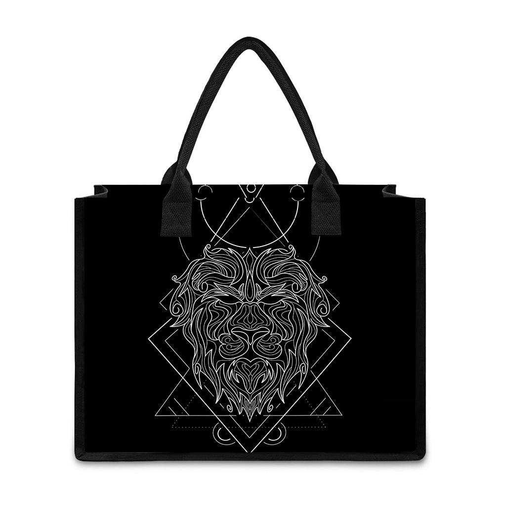 Black And White Leo Sign Print Canvas Tote Bag