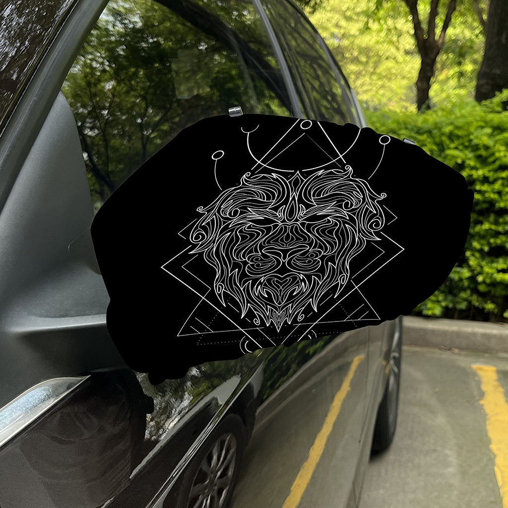 Black And White Leo Sign Print Car Side Mirror Covers