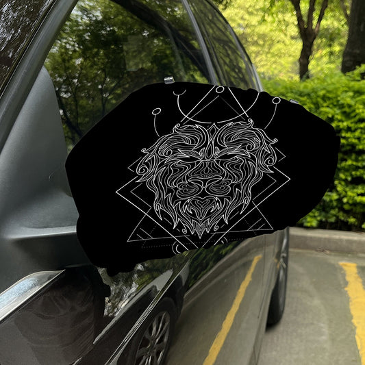 Black And White Leo Sign Print Car Side Mirror Covers