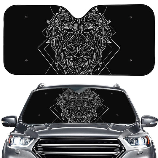 Black And White Leo Sign Print Car Windshield Sun Shade
