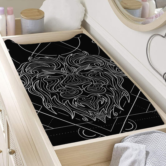 Black And White Leo Sign Print Changing Pad Cover