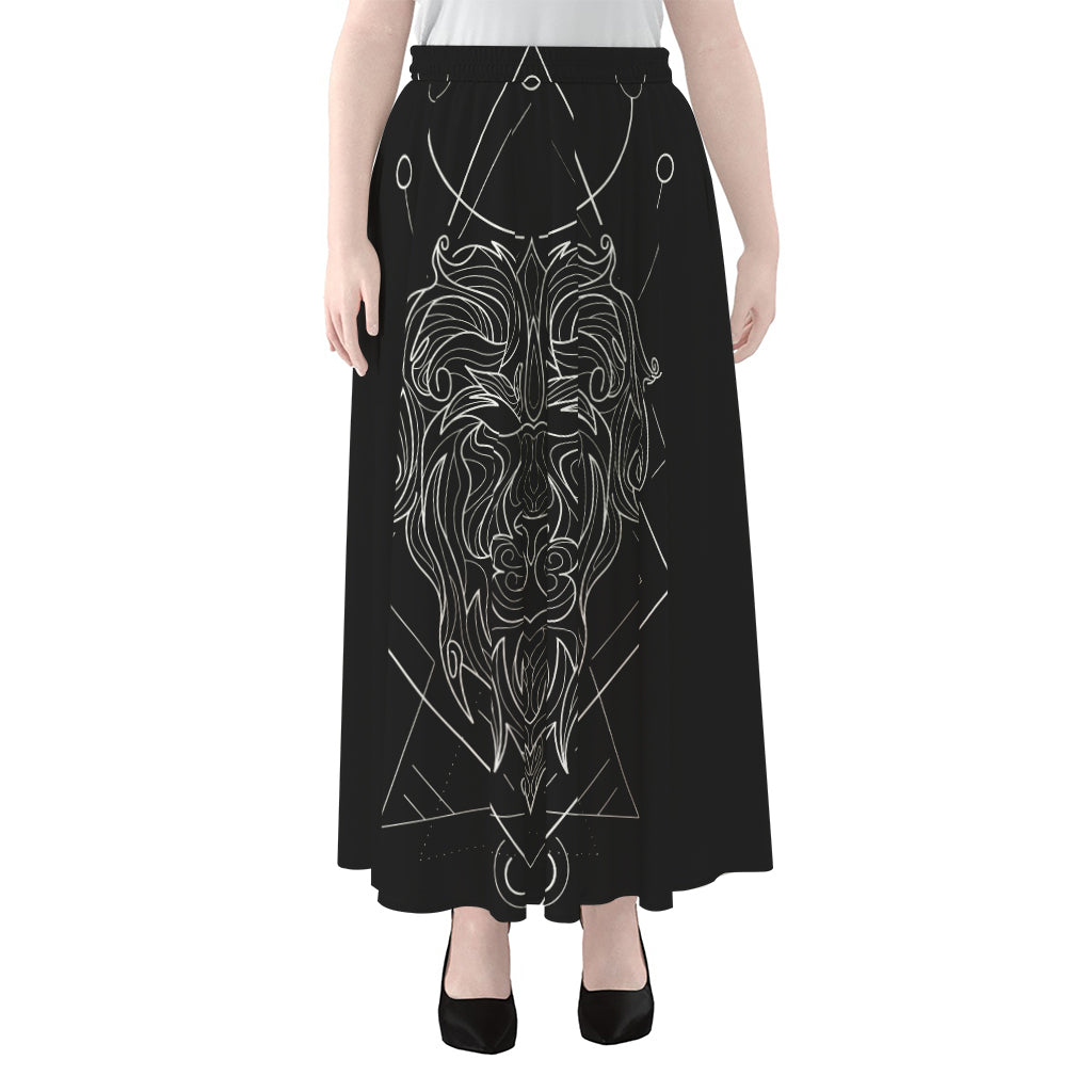 Black And White Leo Sign Print Chiffon Maxi Skirt