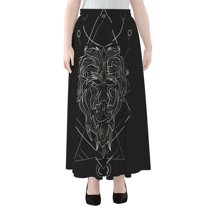 Black And White Leo Sign Print Chiffon Maxi Skirt