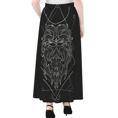 Black And White Leo Sign Print Chiffon Maxi Skirt