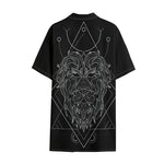 Black And White Leo Sign Print Cotton Hawaiian Shirt