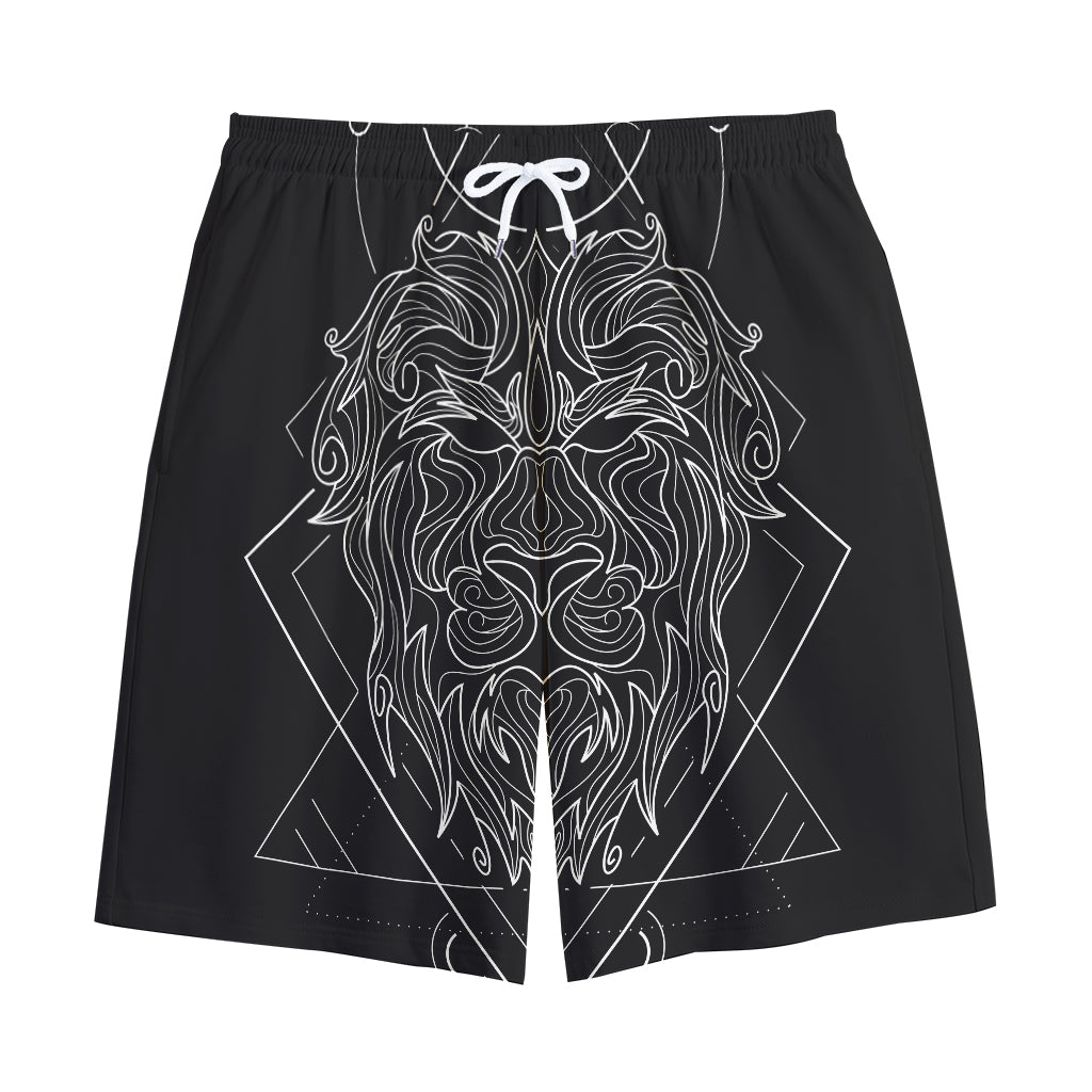 Black And White Leo Sign Print Cotton Shorts