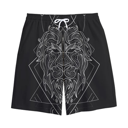 Black And White Leo Sign Print Cotton Shorts