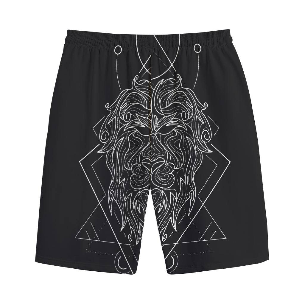 Black And White Leo Sign Print Cotton Shorts