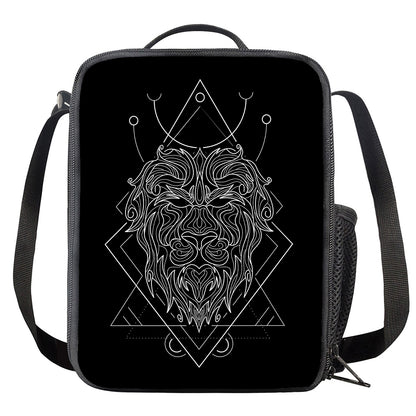 Black And White Leo Sign Print Crossbody Lunch Bag