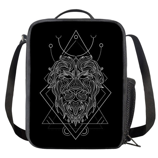 Black And White Leo Sign Print Crossbody Lunch Bag