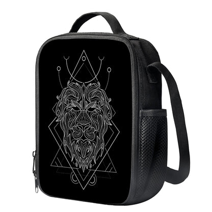 Black And White Leo Sign Print Crossbody Lunch Bag