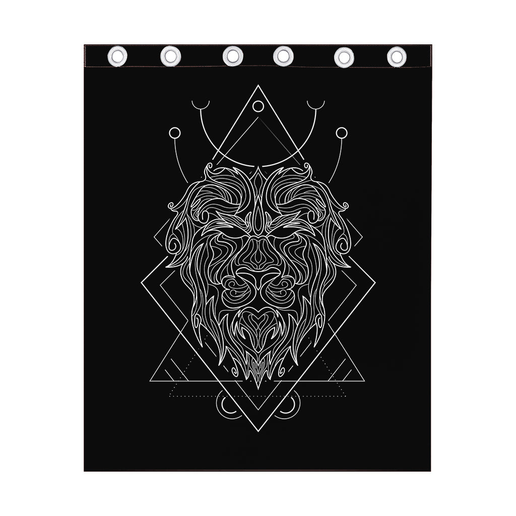 Black And White Leo Sign Print Curtain