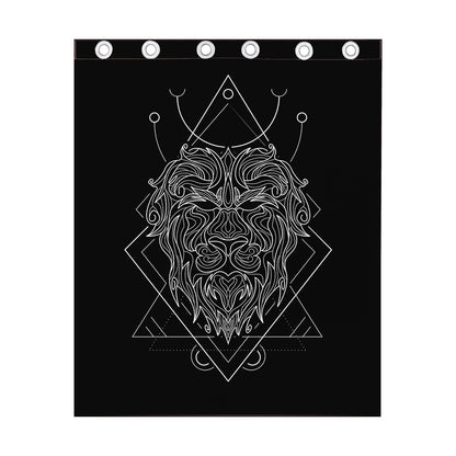 Black And White Leo Sign Print Curtain