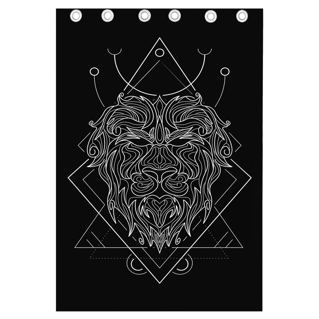 Black And White Leo Sign Print Curtain