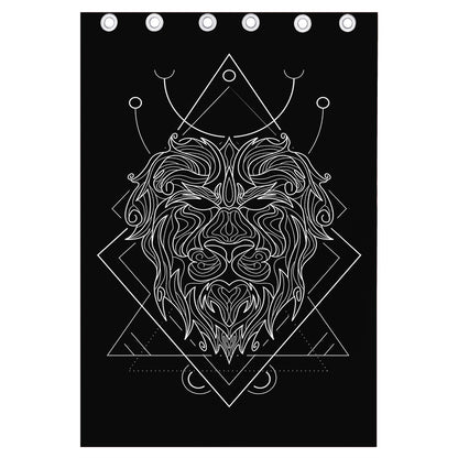 Black And White Leo Sign Print Curtain