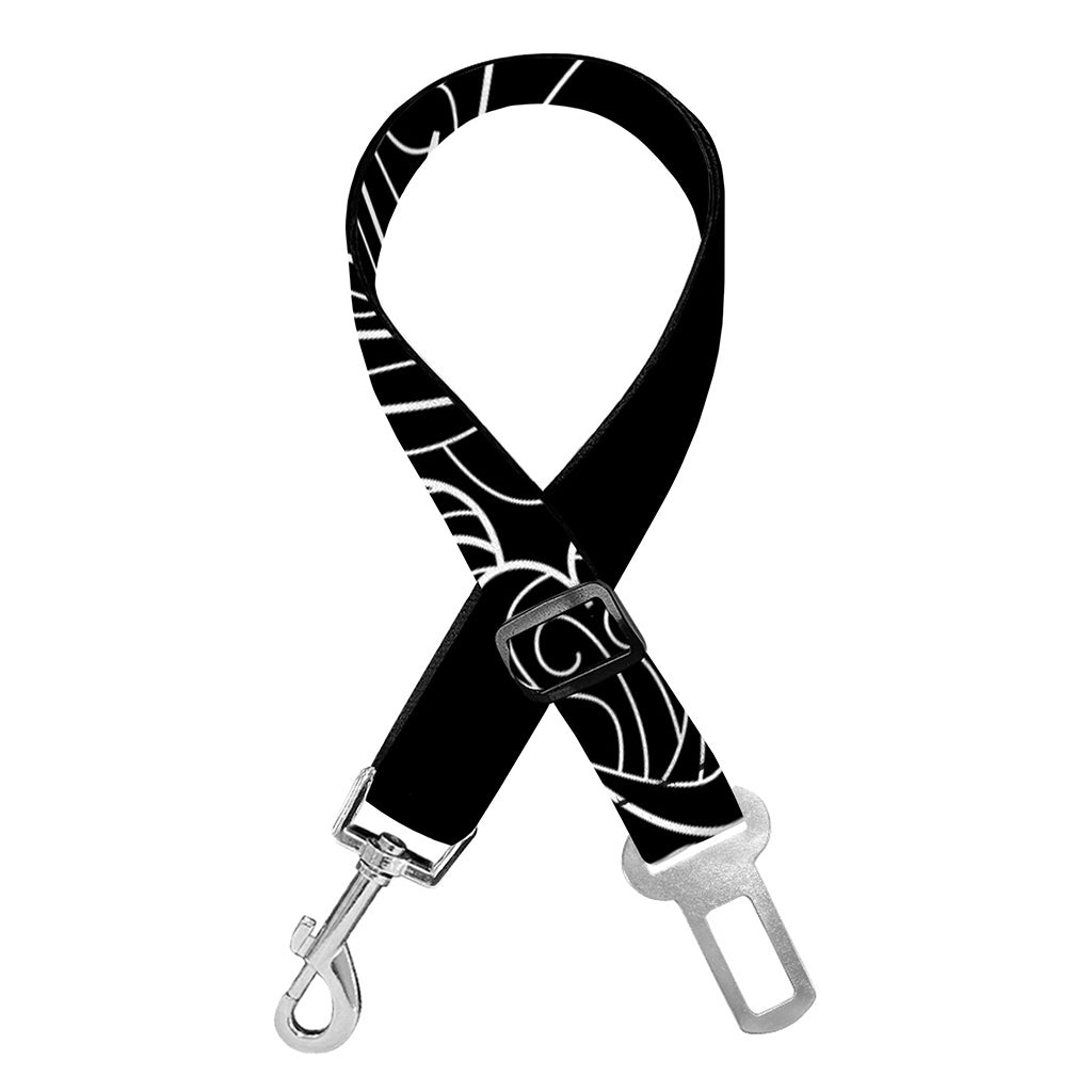 Black And White Leo Sign Print Dog Seat Belt