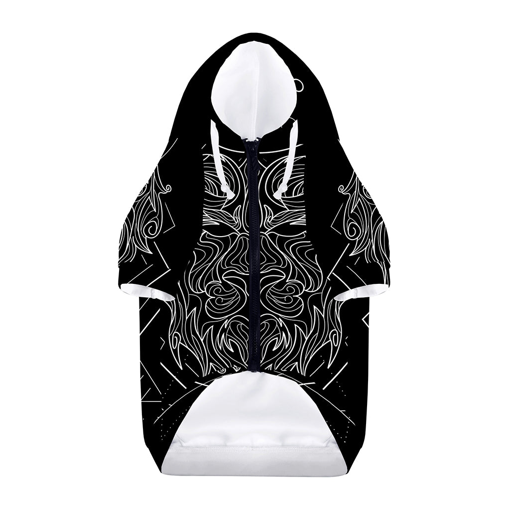 Black And White Leo Sign Print Dog Zip Up Hoodie