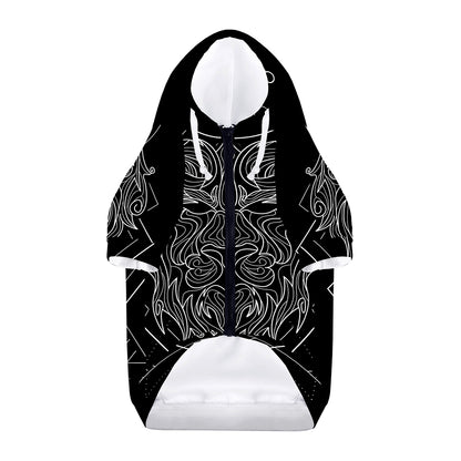 Black And White Leo Sign Print Dog Zip Up Hoodie