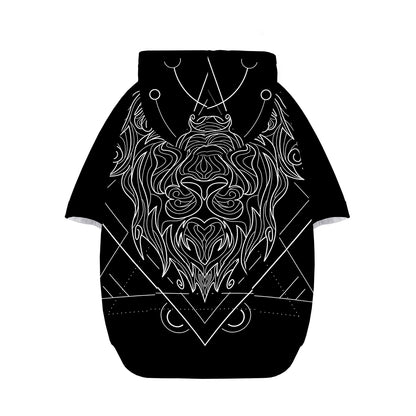Black And White Leo Sign Print Dog Zip Up Hoodie