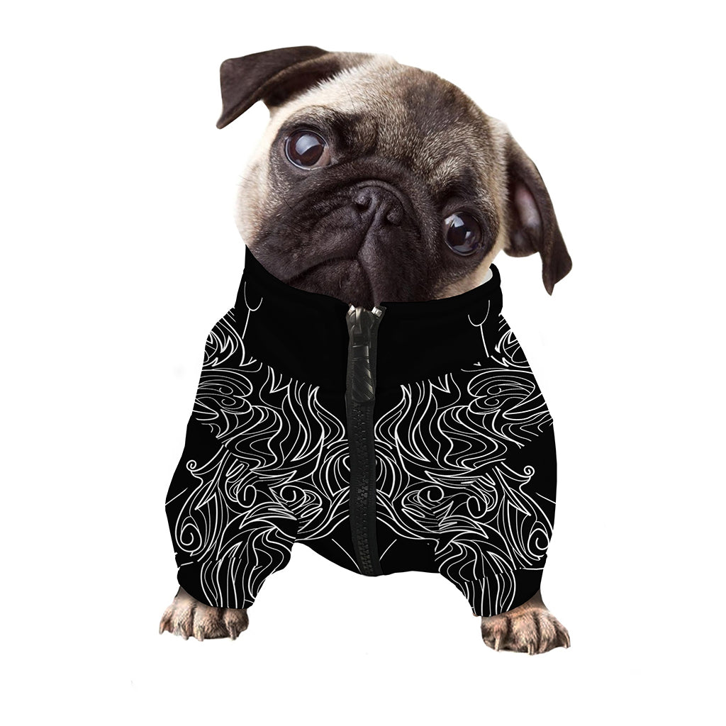 Black And White Leo Sign Print Dog Zip Up Jacket