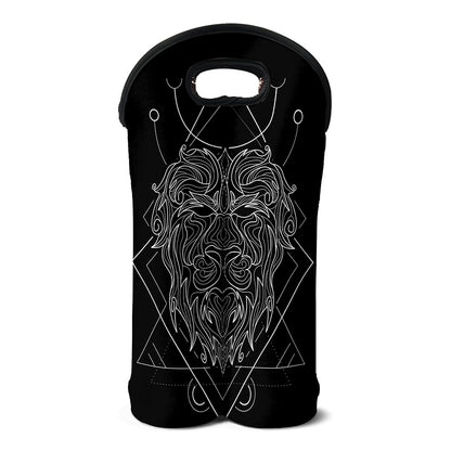Black And White Leo Sign Print Double Neoprene Wine Tote