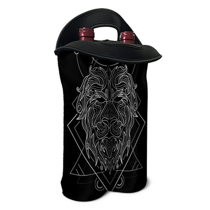 Black And White Leo Sign Print Double Neoprene Wine Tote