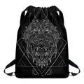 Black And White Leo Sign Print Drawstring Backpack