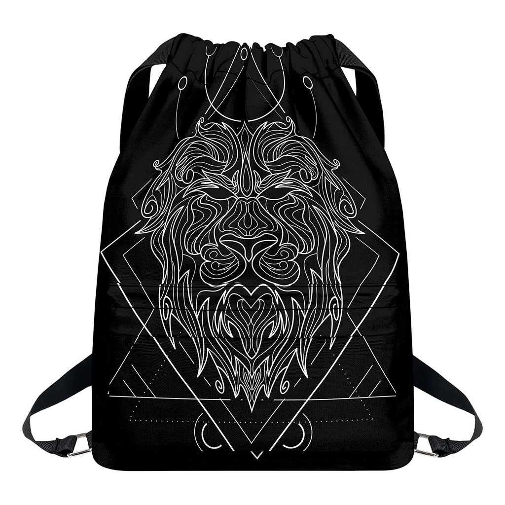 Black And White Leo Sign Print Drawstring Backpack