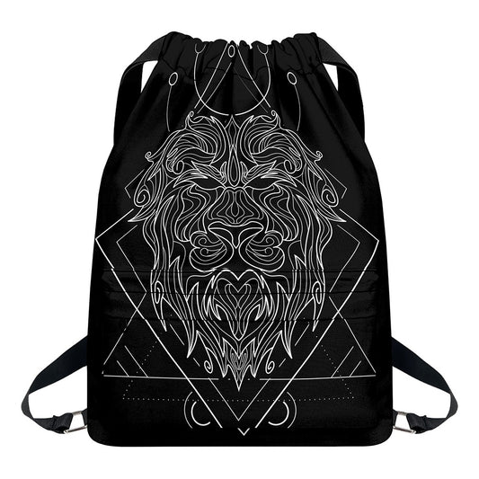 Black And White Leo Sign Print Drawstring Backpack