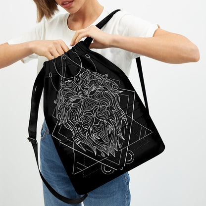 Black And White Leo Sign Print Drawstring Backpack