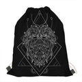 Black And White Leo Sign Print Drawstring Bag