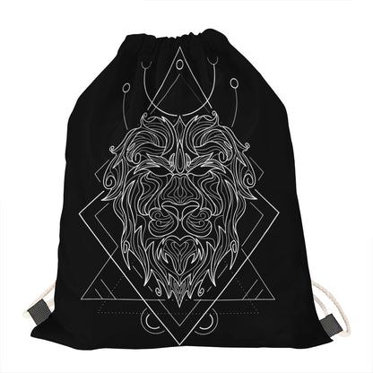Black And White Leo Sign Print Drawstring Bag
