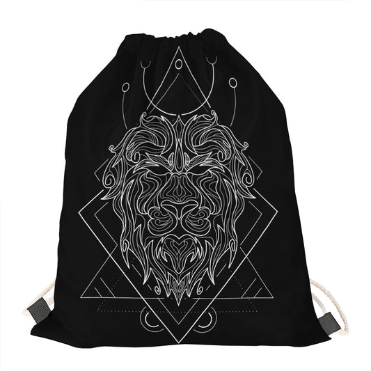 Black And White Leo Sign Print Drawstring Bag