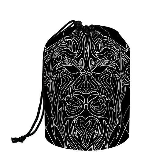 Black And White Leo Sign Print Drawstring Makeup Bag