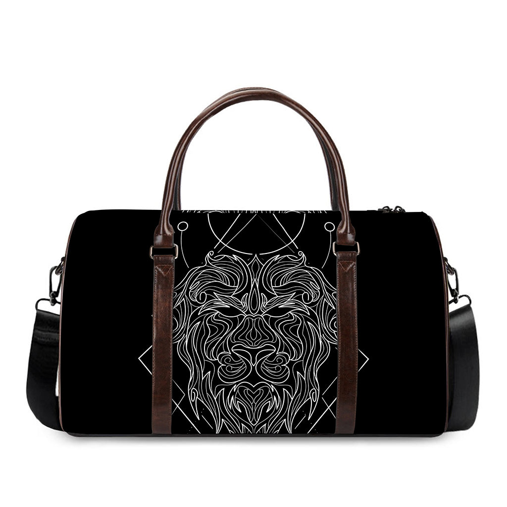 Black And White Leo Sign Print Duffle Bag