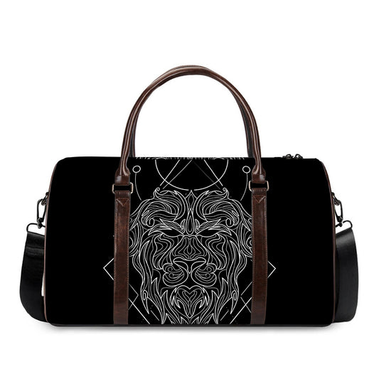 Black And White Leo Sign Print Duffle Bag