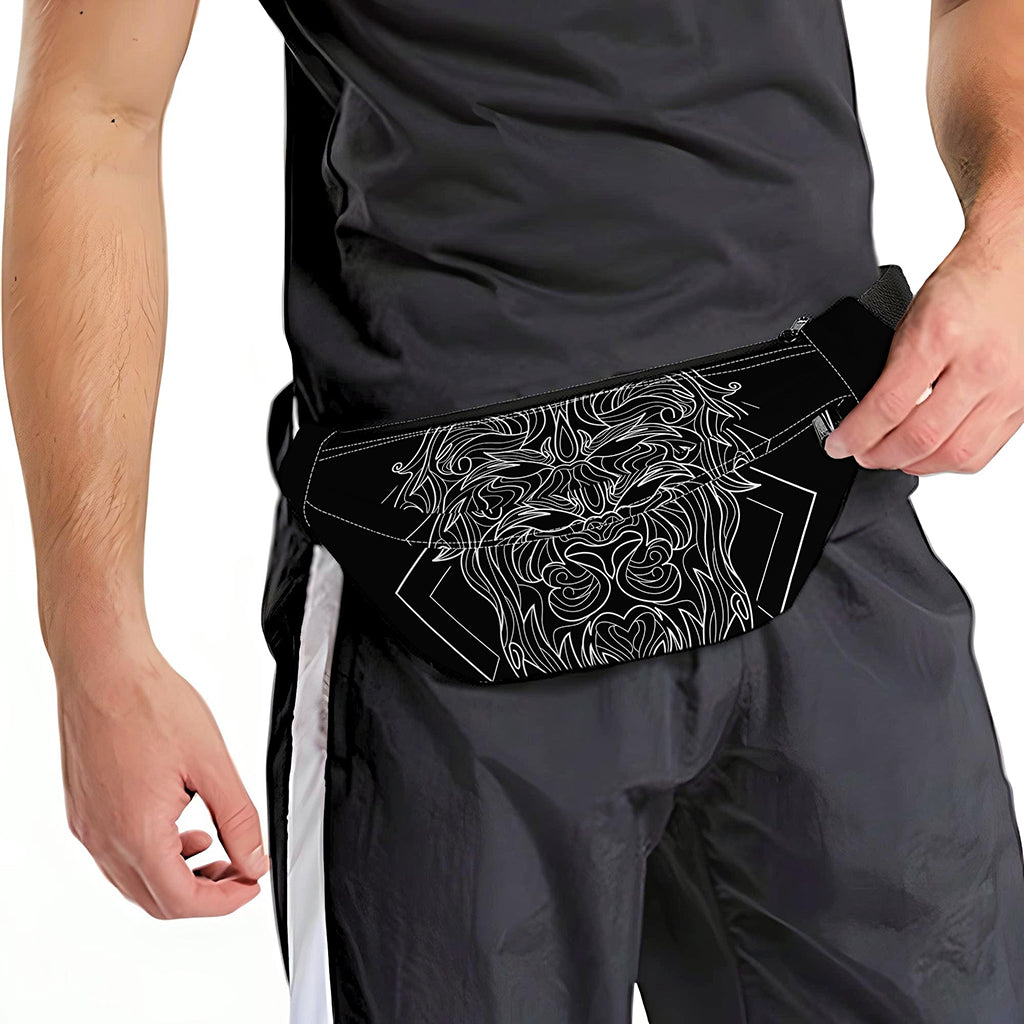 Black And White Leo Sign Print Fanny Pack
