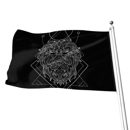 Black And White Leo Sign Print Flag